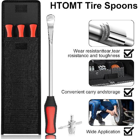 11.5" Tire Spoon Kit, 26Pcs Tire Changing Tool For Motorcycle Dirt Bike Lawn Tractor Bicycle, Motorcycle Tire Changer Tire Removal Tool With 3Pcs Rim