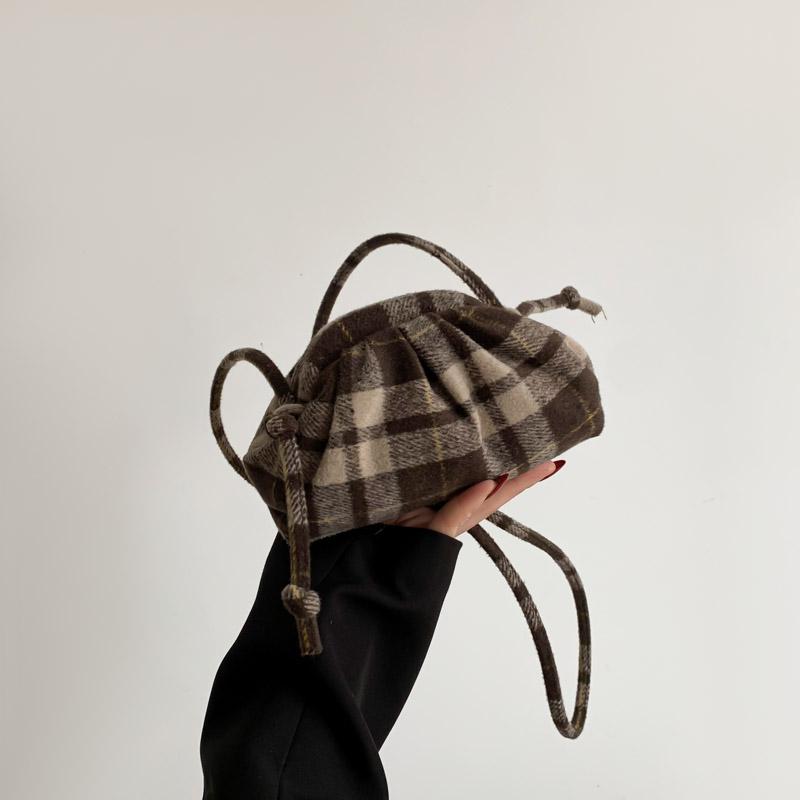 

Женственная клетчатая шерстяная сумка через плечо, маленькая и изысканная, премиум-класса, новинка осени