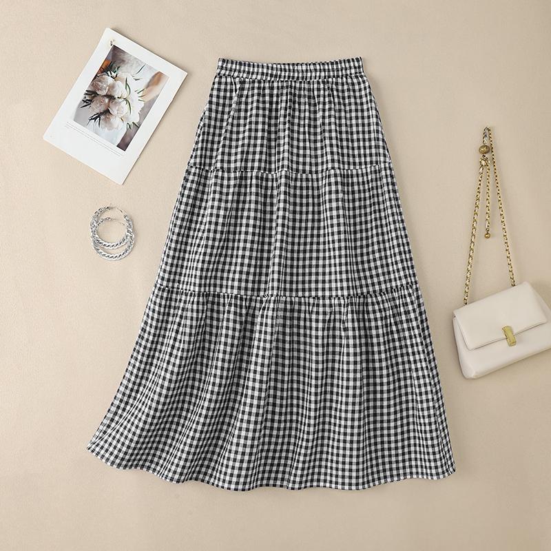 

ZANZEA Женские повседневные юбки в клетку с эластичной талией, свободного кроя M чёрный