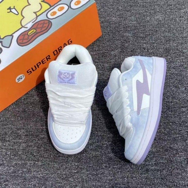 Dopamin lila Blitz Turnschuhe Damen Original Retro Brotschuhe Trendige Nische Vielseitig Abriebfest Studenten Freizeitschuhe