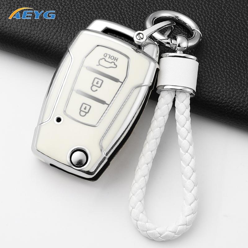 Soft Tpu Car Key Case Cover Shell For Ssangyong Kyron 2 Sanka Actyon Korando Tivoli 3 Buttons Smart Keyless Keychain Accessories