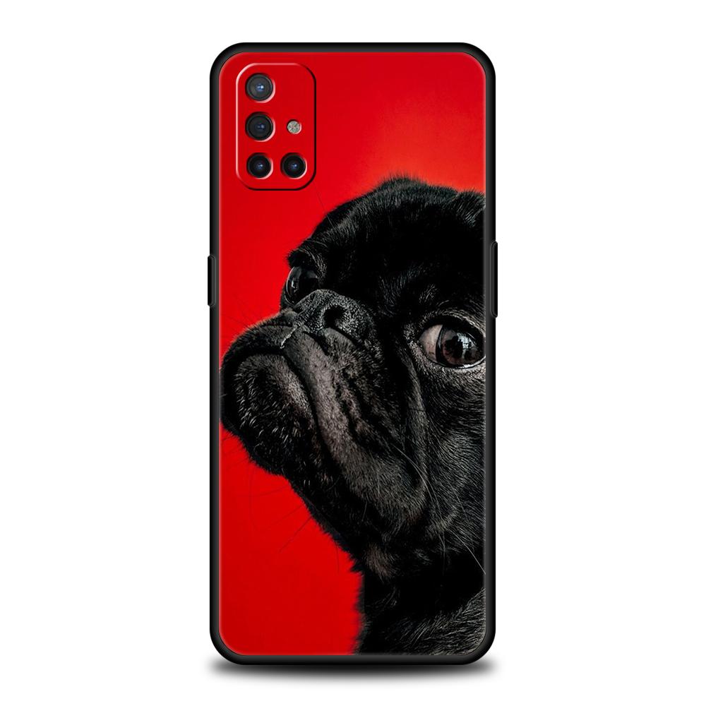 Phone Case For OnePlus 13 12 11 10 9 Pro 9T 13R 12R 10R 9R 9RT 10T 8T 8 Nord 2T CE 2 3 5G N200 N30 Soft Cover Black Pug close up