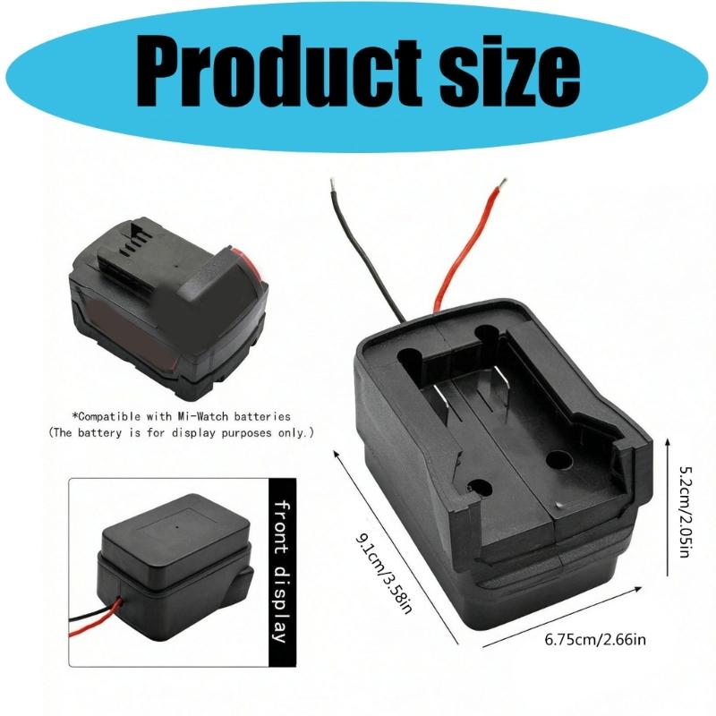 Battery Dock Adapter Base with Cable Ends, 18V Output Unit for DIY Users, Temporary Equipment Supply, Shop Tasks, and Field Applications