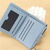 Women Wallet Wristlet Bi-fold Multi-slots Zipper Solid Color Credit Card Holder Faux Leather Students Short Coins