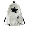 School Bags Double Strap Shoulder Bags with Star Pattern Backpack for Girl Student Large Capacity Corduroy Book Bag  Beige