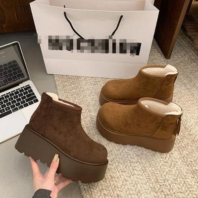 Warm Thickened Snow Boots Women's Velvet Birkenstocks Heightening Light Luxury Short Boots Winter Northeast Cotton Shoes