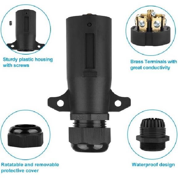 7 Pin Trailer Plug with Waterproof Seal 7 Trailer Wiring Replacement 7 Pinl