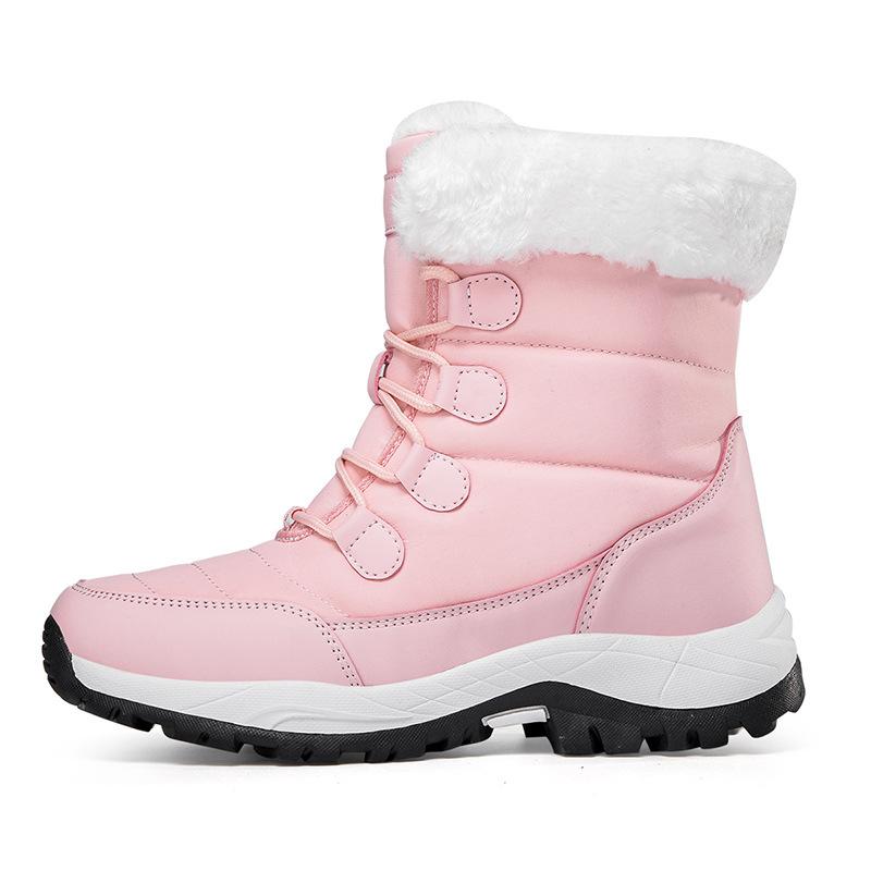 Schneestiefel Damenstiefel Fleece verdickte Martin-Stiefel Damenstiefel Schnür-Damenbaumwollschuhe Große Größe lässige Outdoor-Baumwollstiefel