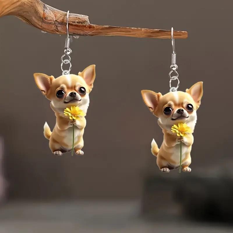 Acryl 2D Flache Ohrringe Cartoon Stil Tierdesign Anhängerohrringe Persönlichkeitszubehör Für Frauen