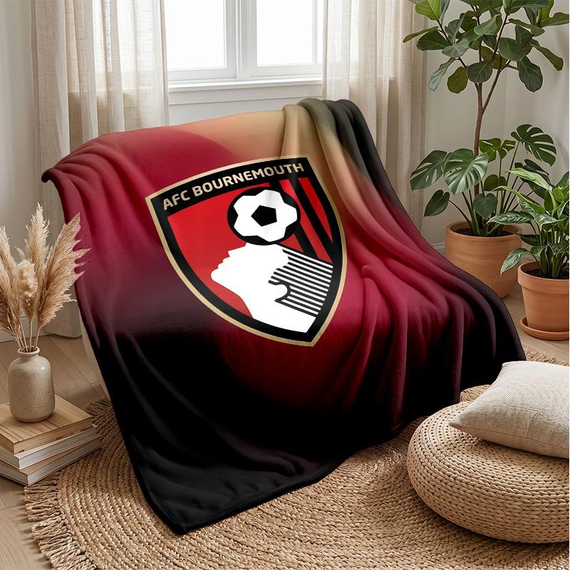 Bournemouth Football Print Flannel Blanket, Soft Warm Lightweight Throw Blanket for Sofa Bed Camping