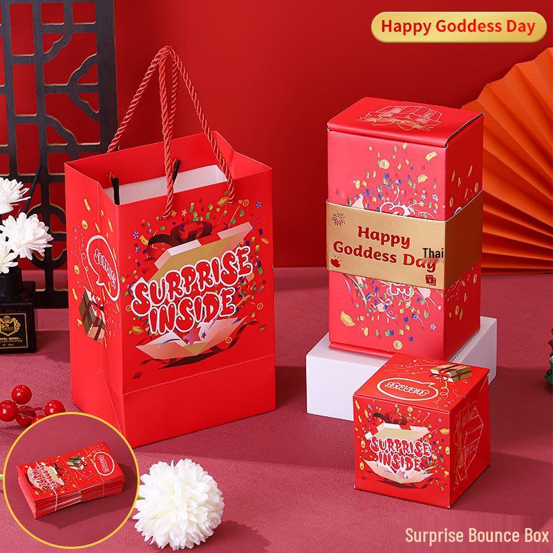 Douyin-Style Birthday Surprise Box: Popping Red Envelopes & Flying Confetti Explosion Gift