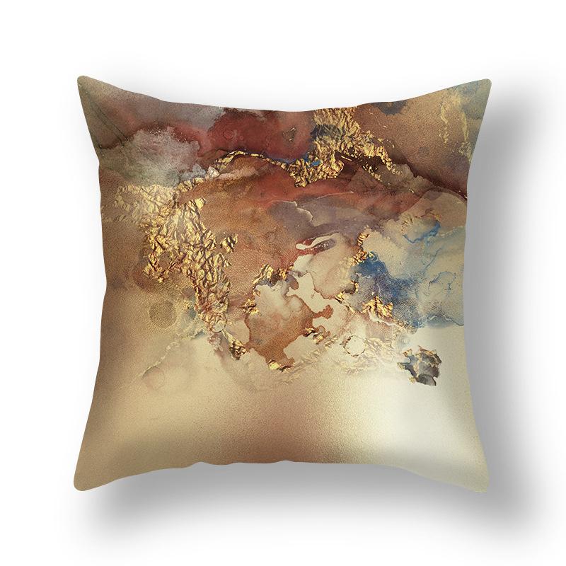 45x45cm Nordic Ins Abstract Gold Blue Marble Print Cushion Cover Sofa Office Seat Lumbar Pillow Cover Home Decoration