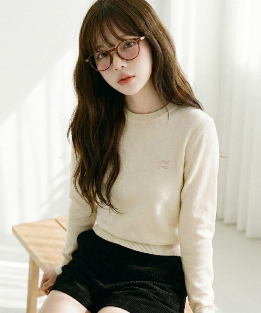 SWEET SOUP Lettering Round Neck Knit (Wc2Lkf1)