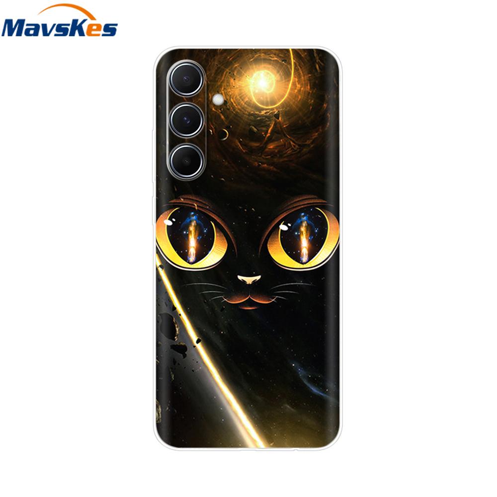 For Samsung Galaxy M35 5G Case Cute Cat Flower Painted Phone Cases For Samsung M35 Case M 35 SM-M356B Silicone Clear TPU Fundas