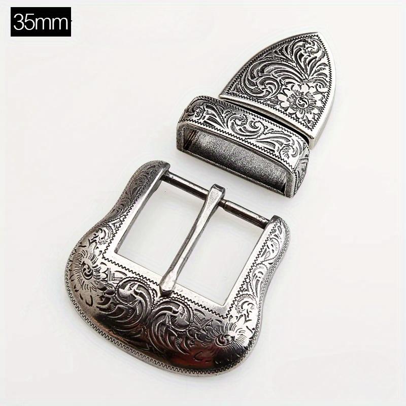 3Pcs/set Metal Belt Buckle for Men Vintage Embossed Pin Buckles DIY Leather Craft Buckle
