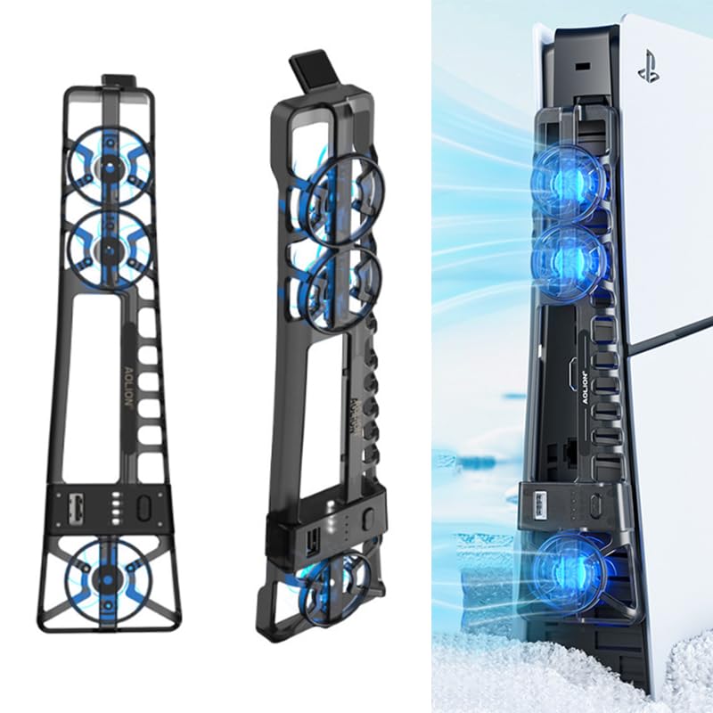 PS5 Slim Cooling Cooling Fan for PS5 Fan Speed LED USB Memory External Cooling Easy Rapid Heat Cooling Low Compatible with Both Disc and Digital