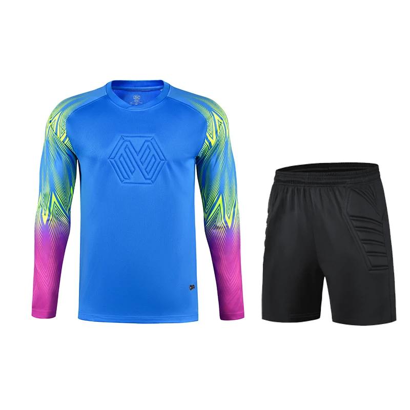 Men Boys Football Jersey Tracksuit Long SleeveGradient Color Seaside Buffer Protection Adult Kids Goalkeeper Suits