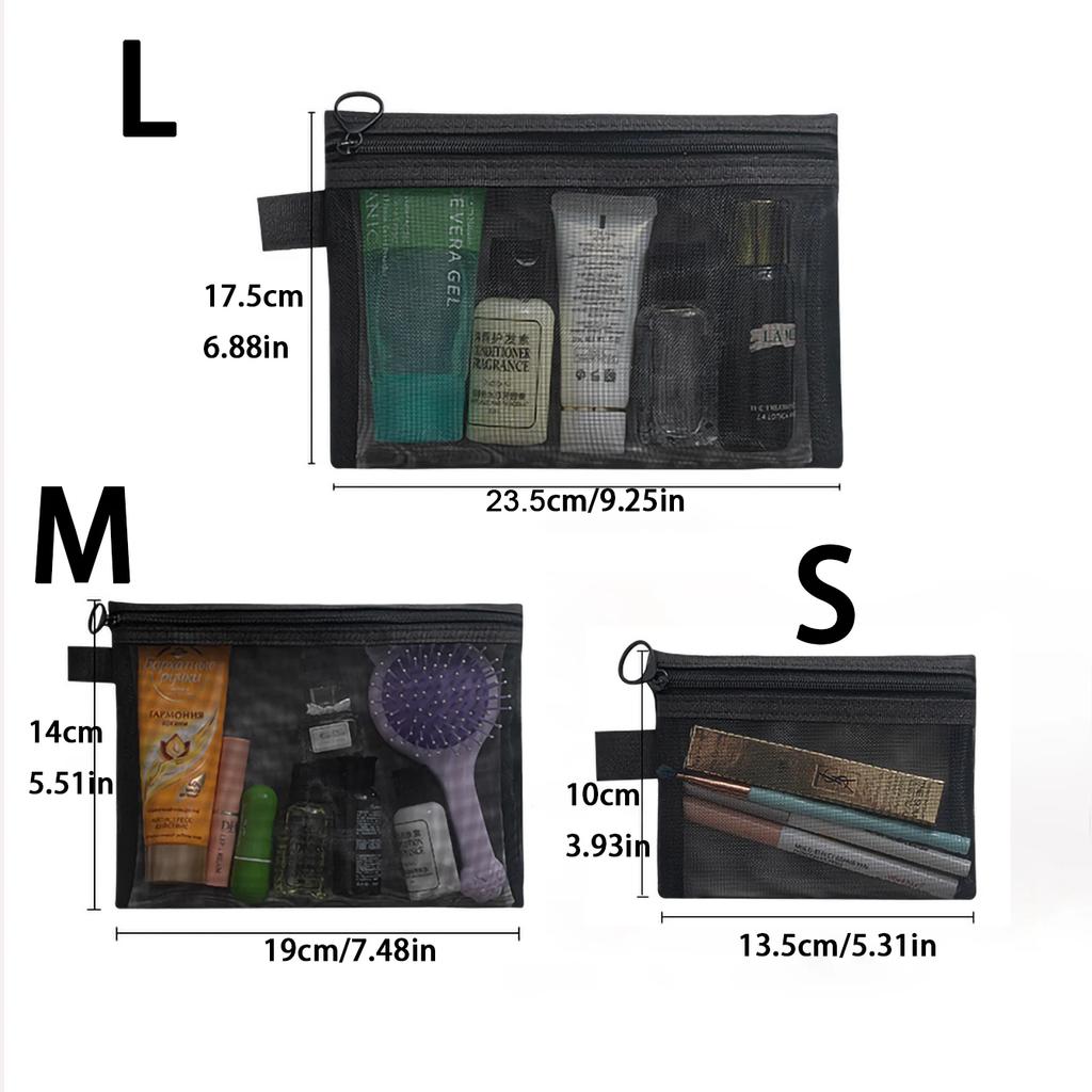 1/3/5pcs Mesh Clear Cosmetic Bags Women Black Makeup Bag Portable Travel Toiletry Organizer Case Lipstick Storage Pouch Gift