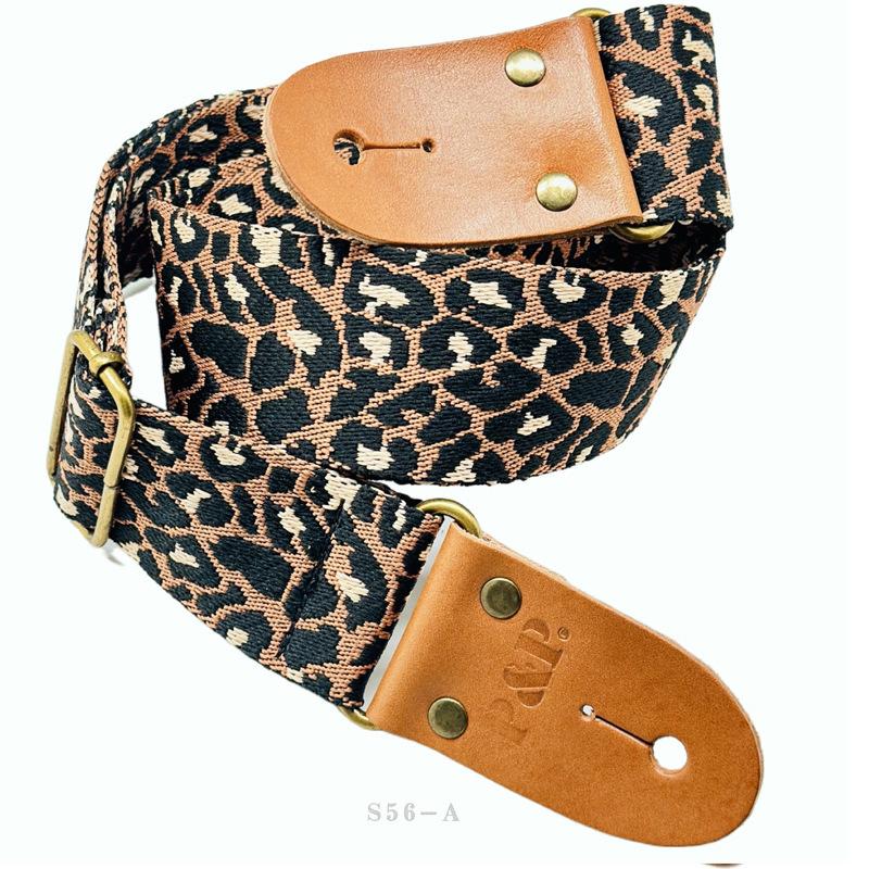Guitar strap, strap jacquard, checkered, leopard print, folk guitar strap 1