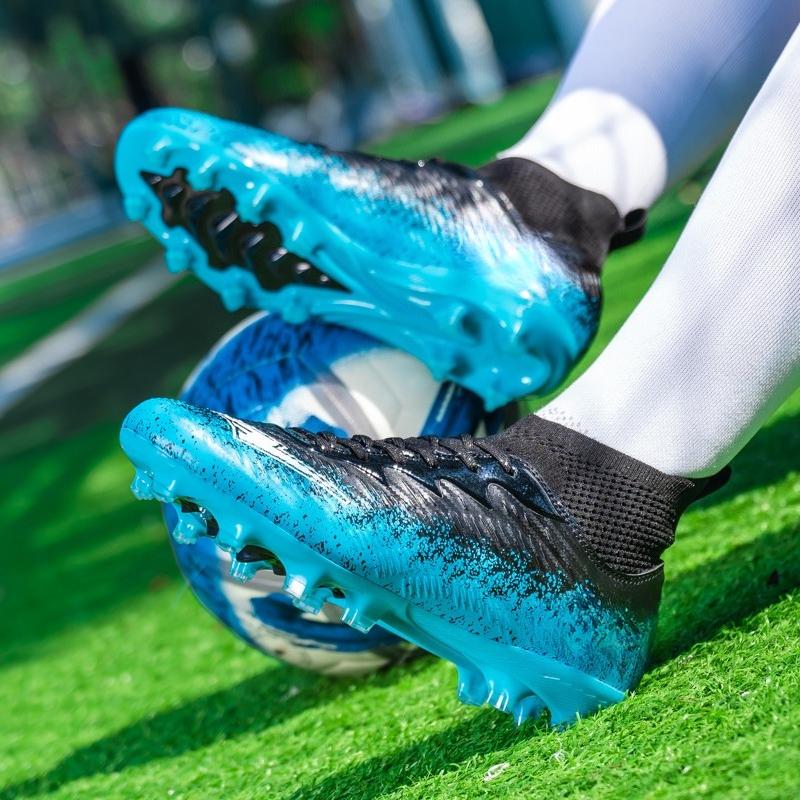34-46 Men's High-top Large-size Football Shoes Long Nail Anti-slip Resistance TPR Artificial Captain Outdoor Youth Football Boots