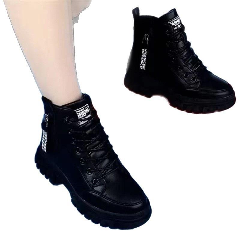 Popular thick-soled plush snow boots women's 2025 autumn and winter thickened cotton shoes British style Martin boots women's short boots