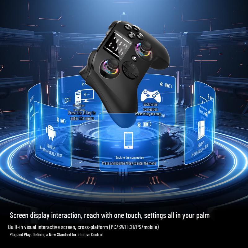 All-Round Esports Game Controller with RGB Lights, Type-C Interface, Screen Display, Full Functionality, and Smart Interaction.