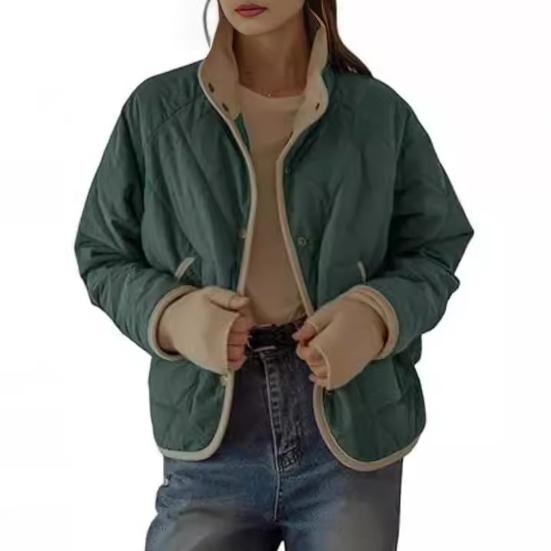 

Женское осенне-зимнее пальто с застежкой на пуговицы, высоким воротником, тонкими подкладками, длинными рукавами, кардиганом, курткой с карманами, повседневной одеждой, верхней одеждой для работы на открытом воздухе L синий