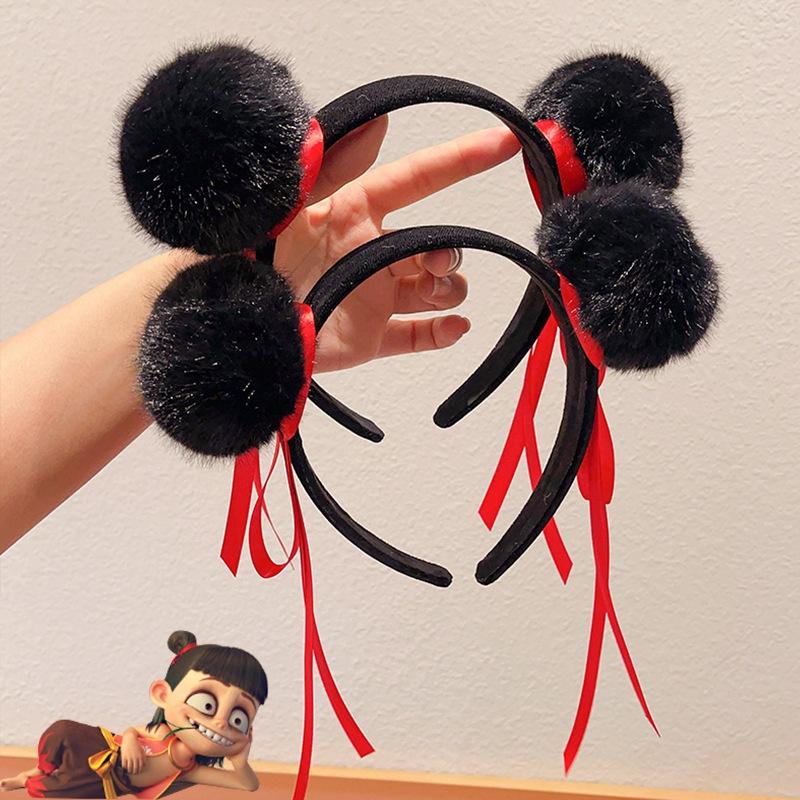 Movie Ne Zha Merchandise Hairball Headband  Hair Band Decoration Kids Gift Cute
