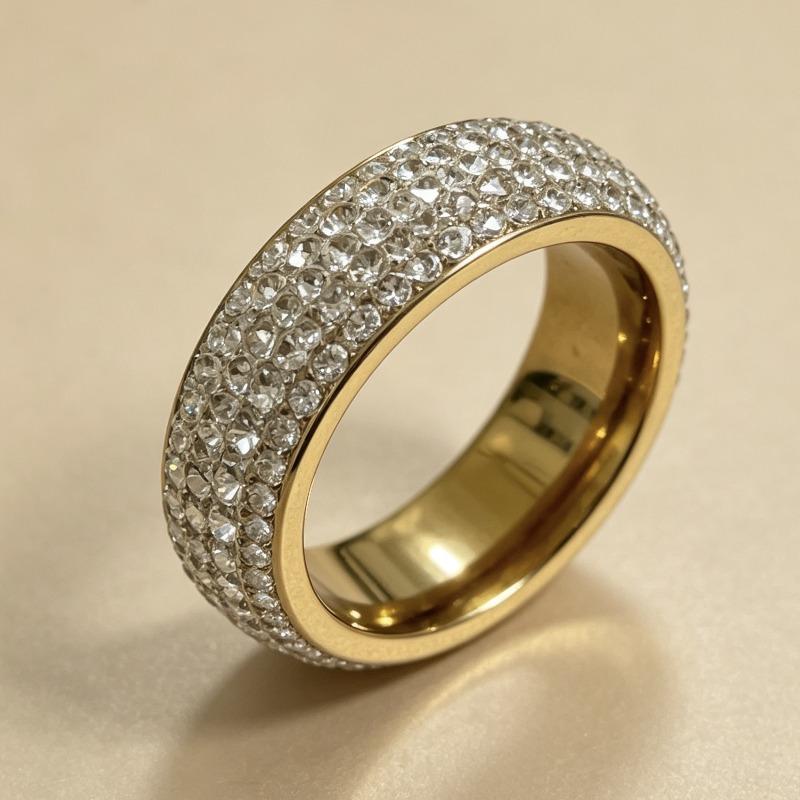 Five-row Diamond Curved Metal Ring, European and American Fashion Versatile Couple Ring, Niche Diamond Ring no. 6