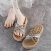 High-value Thick-soled Pearl Slippers for Women To Wear 2025 Summer New Fairy Style with Skirt Comfortable One-word Drag Girl