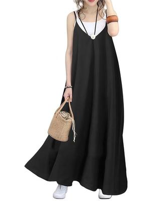 BIIYUHN Cami Adjustable Shoulder Solid Overall Loose XL Women's Dress, Straps, A-Line, Color, Skirt, Fit, Slimming, Flattering, Spring, Summer,