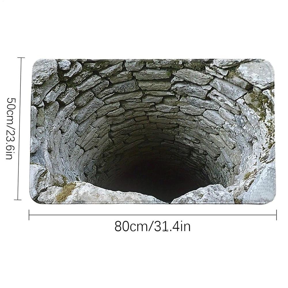 

Optical Illusion Rug Bottomless Hole Non-Slip Door Mat Absorbent 3D Rug for Home Workplace Bathroom Entryway Hallway Dorm