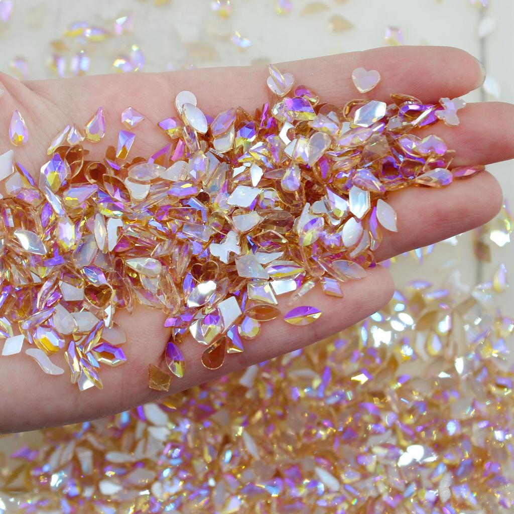 Yiwu Nail Art Diamond Mixed Mini Small Nail Art Flat Bottom Special-Shaped Diamond Mixed K9 Champagne Nail Art Jewelry