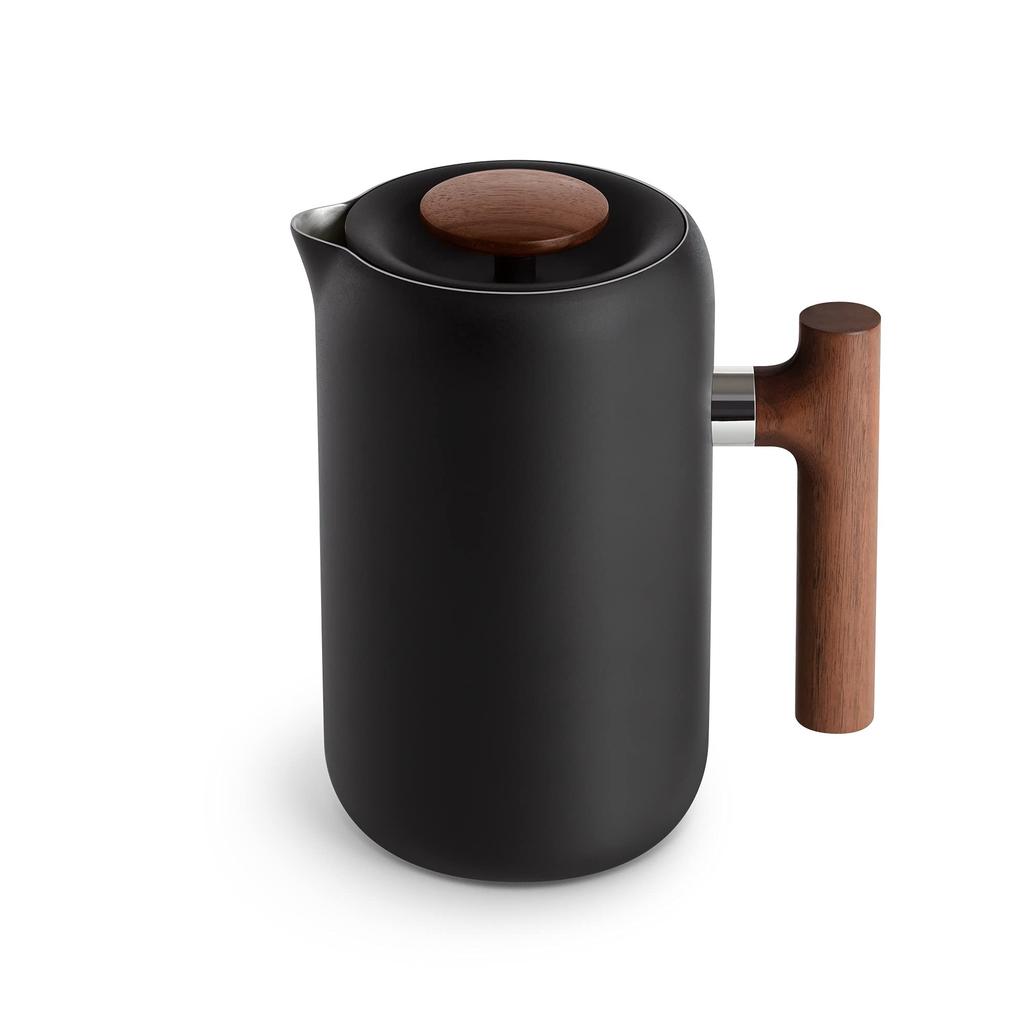 Fellow Clara French Press Coffee Maker Pot Pitcher [Official Manufacturer] [] (Black + Walnut)