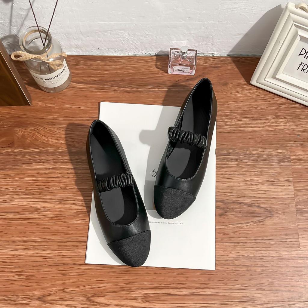 Xiaoxiangfeng Mary Jane Single Shoes Women's Versatile Soft-soled Flats Daily Casual Style Low-heeled Work Shoes Black Shoes