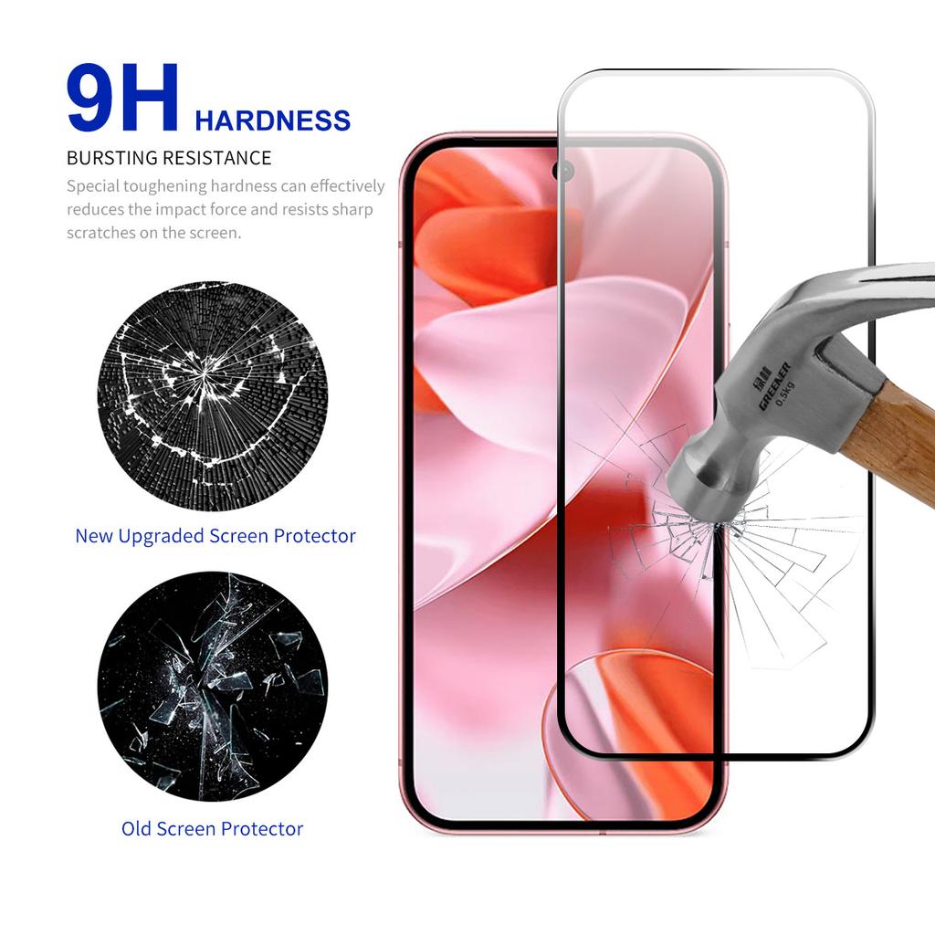 RURIHAI 10 buc Pentru Google Pixel 9a Folie de sticlă cu conținut ridicat de aluminiu-siliciu 0,26 mm 2.5D Protecție ecran