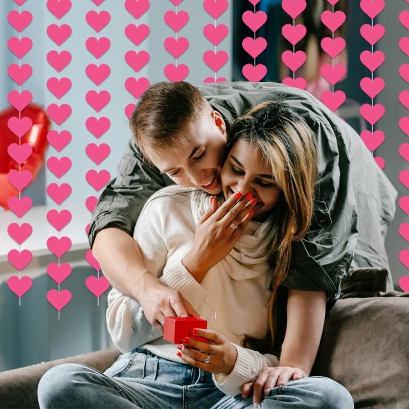 6/8Pieces Love Heart Ornament Valentines Day Heart Hanging Strips For Valentines Day And Wedding Decoration