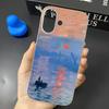 Phone Case For Iphone 14 15 Plus 16 17 Air 13 12 11 Pro Max Protective Solid Impact Resistant Funda Sunset Oil Painting Cover