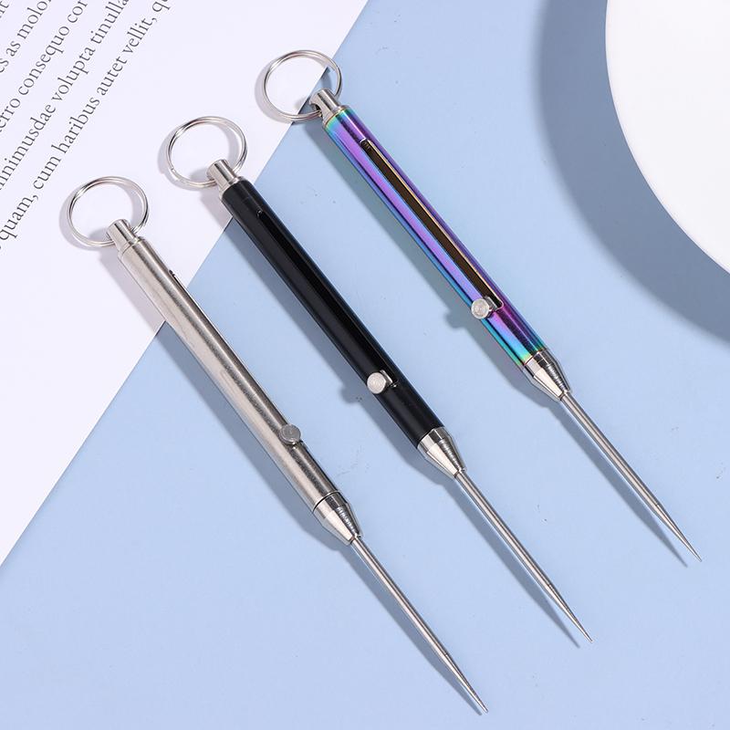 1Pcs Titanium Alloy Telescopic Toothpick Keychain Pendant Gift Fruit Fork Camping Toothpick Holder Unpacking Tool
