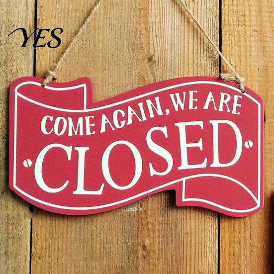 Open Closed Wood Sign Sign, with Lanyard, Retro Decorative Door Double-Sided Printed for Bars Cafes Wall Decor Old-fashioned