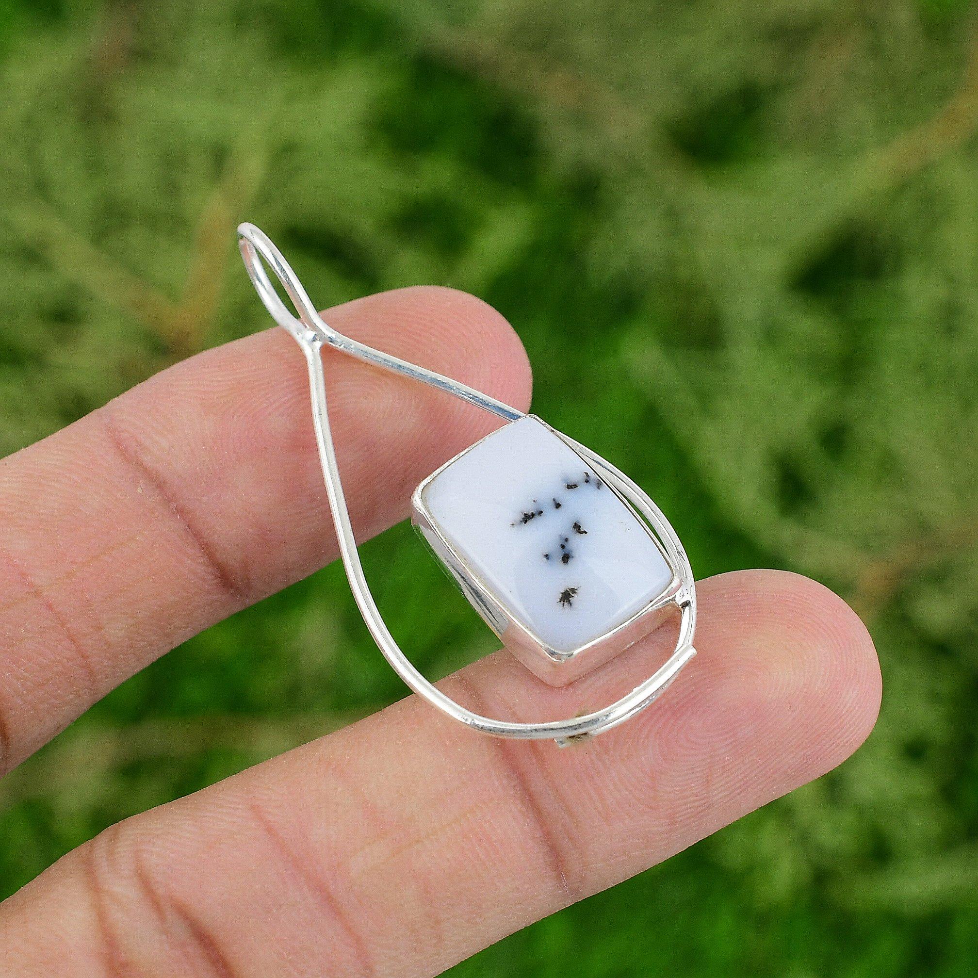 

День дочерей Распродажа Серебро 925 Дендритовый опал Драгоценный камень Арт-деко Этнический Новый Кулон