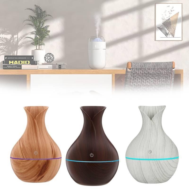 Vase Humidifier Shaped With Wooden Pattern Light Wood Ultrasonic Purifier Air