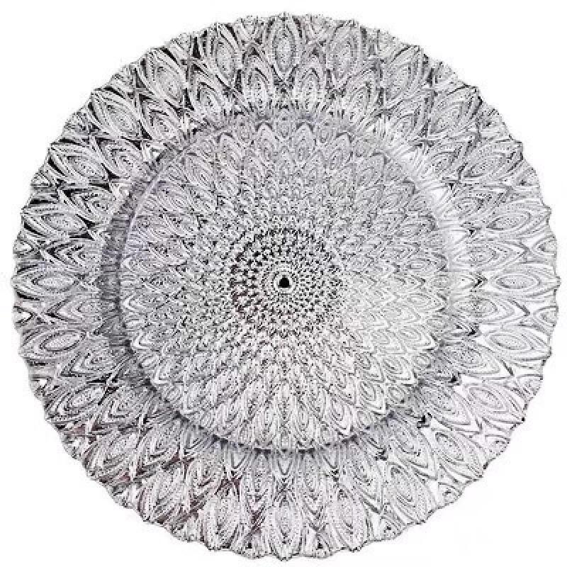 

European Crystal Glass 3-Compartment Serving Plate