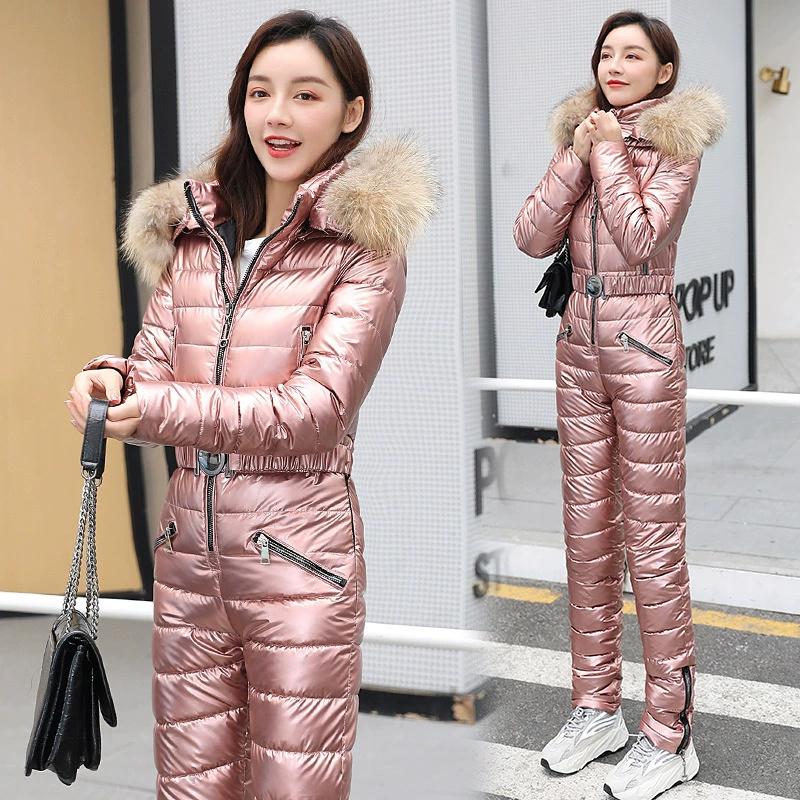 One-piece Ski Suit Women Thickening Snowboard Female Overalls Winter Windproof Waterproof Breathable Clothing Skiing Suit 2026