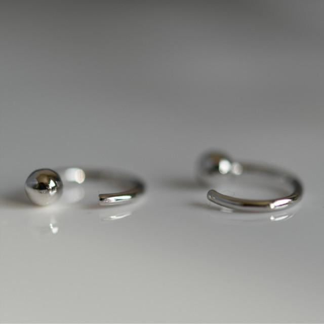 Minimalist Ball Huggie Hoop Threader Earrings In Sterling Silvers or 14Kc Golds, Pull Through Open Hoop Earrings