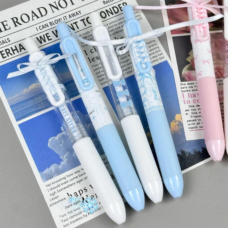 4Pcs Lace Ribbon Gel Inks Pen Retractable Gel Pen Ergonomic Grip 0.5MM Tip Fast Drying Inks for Office School Supplies