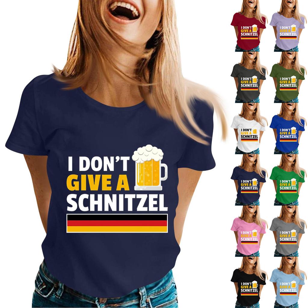 Oktoberfest Letter Print T-Shirt for Men Women, Casual Short Sleeve Tee