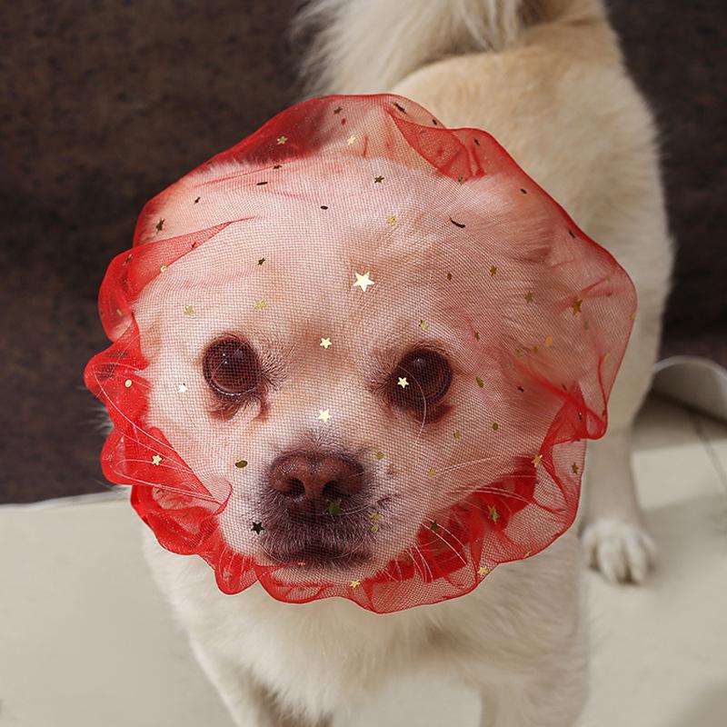 2Pcs Adjustable Comfort Pet Protective Mask Breathable Dog Anti-Eating Veil Polyester Elastic Anti-Bite Head Cover