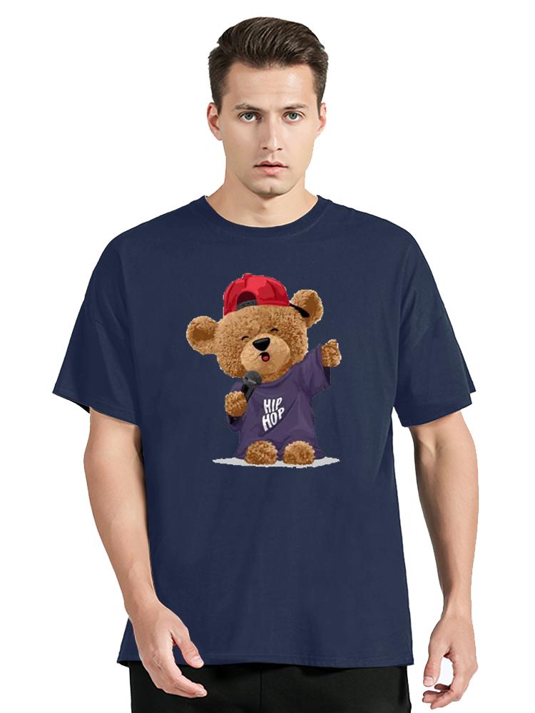 Cool Bear In Rocker Style With Electric Guitar TShirt Hip Hop Rock Cotton Tops Tees Mens Clothing Oversized Tshirt