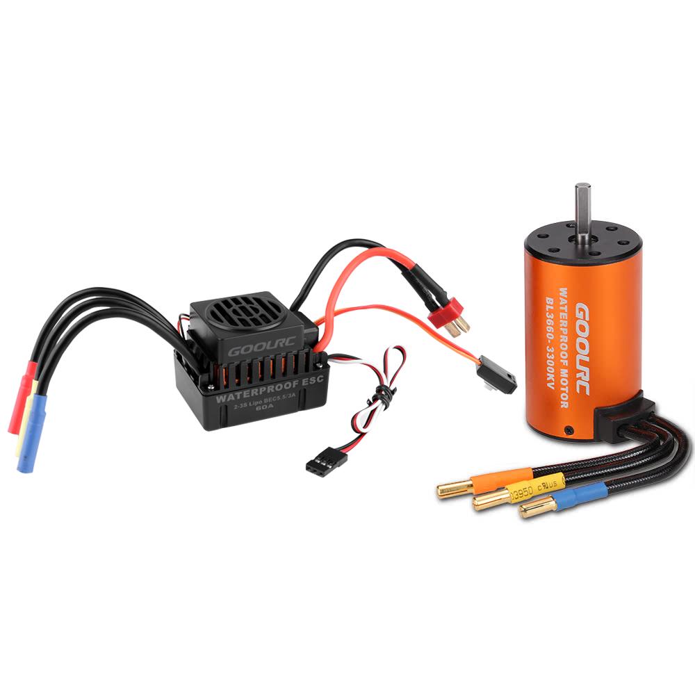 60A Waterproof Brushless ESC - Electronic Speed Controller For 1/10 Scale RC Cars & Trucks